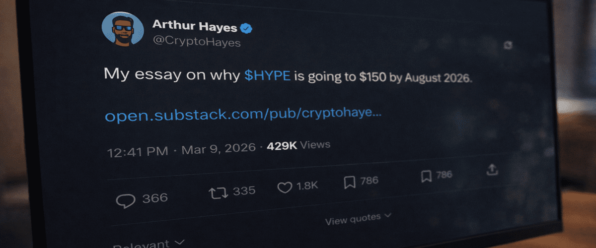 Arthur Hayes Predicts HYPE Token Could Hit $150 Target